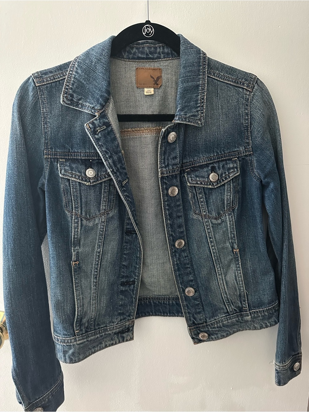 American Eagle Outfitters Faded Blue Denim Trucker Jacket